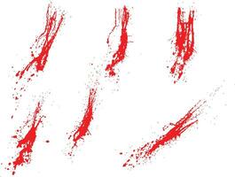 handgjort röd blod bläck stänka ner uppsättning vektor