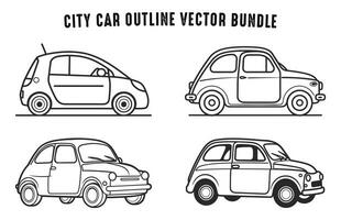 einstellen von Auto Gliederung Vektor Zeichnung, Stadt Transport Mini Auto Linie Kunst bündeln