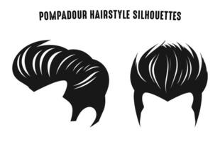 pompadour frisyr frisyr silhuetter vektor isolerat på en vit bakgrund, manlig hår ClipArt