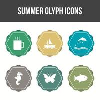 einzigartiger Sommer-Glyphen-Vektor-Icon-Set vektor