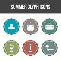 einzigartiger Sommer-Glyphen-Vektor-Icon-Set vektor