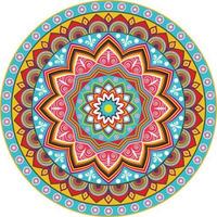 bunte Mandala-Illustration auf Doodle-Stil. Vektor handgezeichnete Doodle Mandala mit Herzen. Helle Farben Mandala-Design für Print, Poster, Cover, Broschüre, Flyer, Banner, Buchcover.