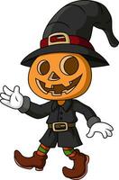 söt halloween pumpa scarecrow tecknad serie vektor