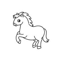 kartong häst, svart och vit illustration, och färg sida på en vit bakgrund. linje teckning stil vektor