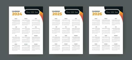 kalender 2022, kalender 2023, kalender 2024 vecka Start söndag företags- design planerare design. vägg kalender layout mall vektor