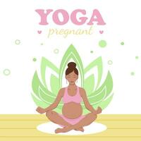 gravid kvinna Sammanträde i lotus placera håller på med yoga vektor