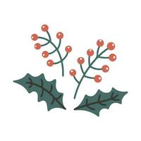 vektor hand dragen jul järnek bär ikon isolerat på vit bakgrund. dekorativ klotter xmas element. järnek löv och bär för vinter- ny år design, utsmyckad och hälsningar. jul mall