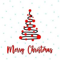 fröhlich Weihnachten und glücklich Ferien Postkarte mit Neu Jahr Baum, Schneeflocken auf Weiß Hintergründe Design. modern Universal- künstlerisch Vorlage. Gekritzel, Hand gezeichnet Fichte, Tanne Baum, Einladung zum Ferien vektor