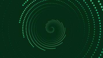abstarct Wirbel runden Spiral- gepunktet Hintergrund im dunkel grün. vektor