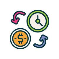 Zeit ist Geld Symbol. Vektor gefüllt Farbe Symbol zum Ihre Webseite, Handy, Mobiltelefon, Präsentation, und Logo Design.