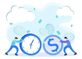 Illustration Vektorgrafik Zeichentrickfigur der Zeit ist Geld vektor
