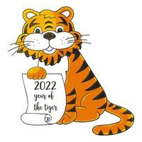 neues Jahr 2022. Cartoon-Illustration für Postkarten, Kalender, Poster vektor