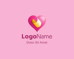 einfach Rosa Herz Liebe Logo Gradient vektor