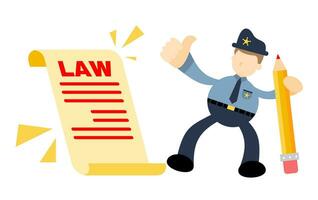 Polizei Offizier Gesetz dokumentieren Papier Karikatur Gekritzel eben Design Stil Vektor Illustration