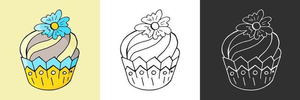 Vektorillustration für Ihr Design. helles Symbol von Cupcake, Muffin im Handzeichnungsstil vektor