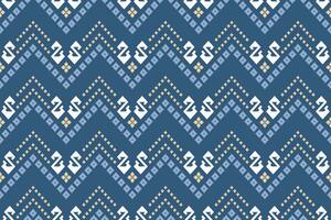 Indigo Marine Blau geometrisch traditionell ethnisch Muster Ikat nahtlos Muster Rand abstrakt Design zum Stoff drucken Stoff Kleid Teppich Vorhänge und Sarong aztekisch afrikanisch indisch indonesisch vektor