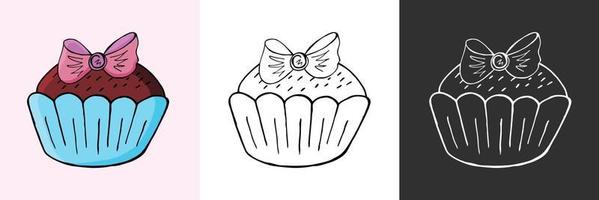 Vektorillustration für Ihr Design. helles Symbol von Cupcake, Muffin im Handzeichnungsstil vektor