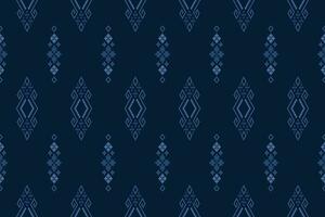 Indigo Marine Blau geometrisch traditionell ethnisch Muster Ikat nahtlos Muster Rand abstrakt Design zum Stoff drucken Stoff Kleid Teppich Vorhänge und Sarong aztekisch afrikanisch indisch indonesisch vektor