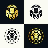 gyllene lejon logotyp minimalistisk ikon symbol av guldsvart kunglig lejon vektor