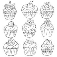 Vektorillustration für Ihr Design. helles Symbol von Cupcake, Muffin im Handzeichnungsstil vektor