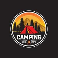 camping utomhus- äventyr mall. tält läger vektor illustration.