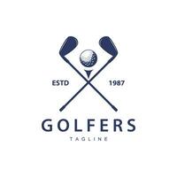 golf logotyp vektor sport golf turnering mästare klubb design pinne och boll, mall illustration