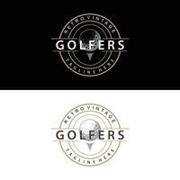 golf logotyp vektor sport golf turnering mästare klubb design pinne och boll, mall illustration