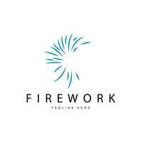 Feuerwerk Logo, einfach Linie Modell- Design Neu Jahr Feier Tag Illustration, Vorlage Vektor