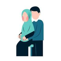 muslim gravid par platt illustration vektor