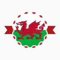 kreativ wales flagga emblem bricka vektor