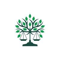 lag logotyp skala av rättvisa och grön träd begrepp logotyp ikon mall vektor