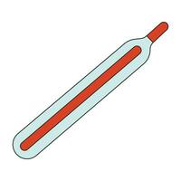 Merkur Glas Thermometer 2d linear Karikatur Objekt. Messung Körper Temperatur Werkzeug isoliert Linie Vektor Element Weiß Hintergrund. Fieber hoch. medizinisch Instrument Farbe eben Stelle Illustration