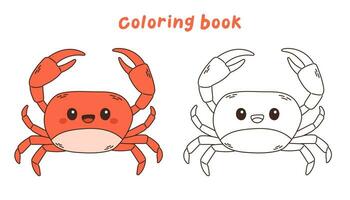 süß rot Krabbe Vektor Illustration unterseeisch, Meer Leben Färbung Buch oder Färbung Buchseite. Vektor Illustration