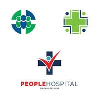 einstellen von Menschen Krankenhaus, Kreuz Plus, gesund, Behandlung oder Klinik Symbol Vektor Logo Vorlage Illustration Design