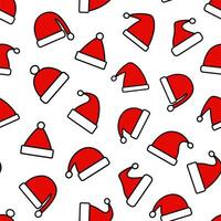 sömlös mönster med röd santa hatt. jul ha på sig. Lycklig ny år vektor illustration.