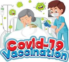 Coronavirus-Impfung mit Arzt- und Patientenzeichentrickfigur vektor