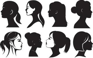 Frau Seite Gesicht Vektor Silhouette Illustration 3