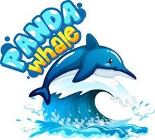 delfin seriefigur med panda whale font banner isolerad vektor