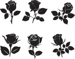 Rose Vektor Silhouette Illustration schwarz Farbe Gruppe von einstellen 1