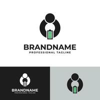 Menschen präsentieren Batterie Logo, geeignet zum Geschäft verbunden zu Batterie vektor
