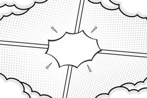 leeren Comic Rahmen gegen Hintergrund Vorlage mit Wolke vektor