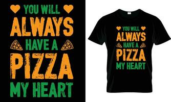 Pizza T-Shirt Design Vektor Grafik.