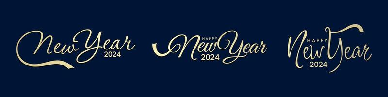 2024 glücklich Neu Jahr Typografie Design einstellen vektor