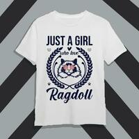 Ragdoll Katze modisch Typografie Katze T-Shirt Design vektor