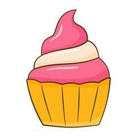 jordgubb cupcake. tecknad serie. vektor illustration