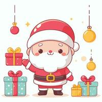 Santa claus mit Geschenke und Weihnachten Dekorationen vektor
