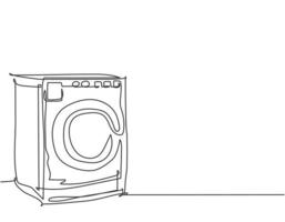 einzelne durchgehende Strichzeichnung des Haushaltsgeräts der Haustürwaschmaschine. Konzept für elektronische Haushaltsgeräte. moderne Grafik-Vektor-Illustration mit einem Strichzeichnungsdesign vektor