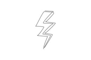 enda kontinuerlig linje ritning av åska bult lightening för elföretagets logotyp etikett. energisparande logotypikon koncept. modern en linje rita grafisk design vektor illustration