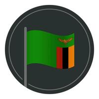 abstrakt zambia flagga platt ikon i cirkel isolerat på vit bakgrund vektor