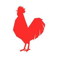 kyckling silhuett logotyp med ett fast röd Färg. isolerat på vit bakgrund. vektor illustration.